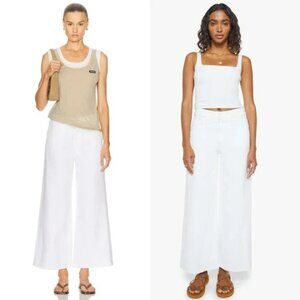 NWT Women Mother (Item-604) White Ditcher Roller Zip Ankle Picket Fence Jeans 24